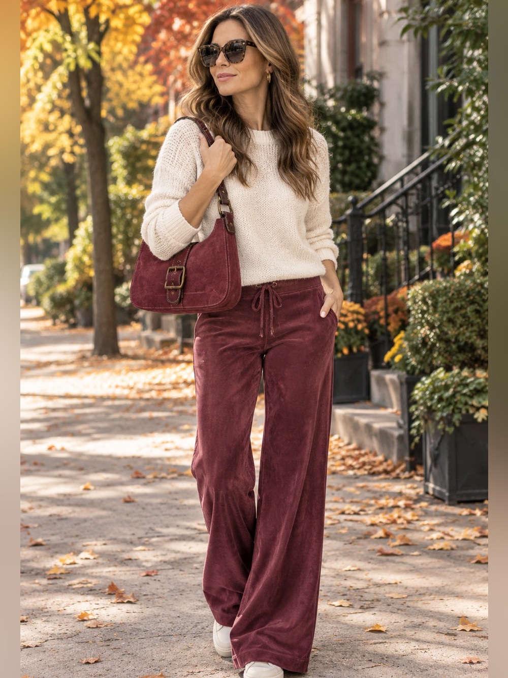 Y2K Vintage Victoria’s Secret Burgundy Low-Rise Wide-Leg Pants Velour velvet